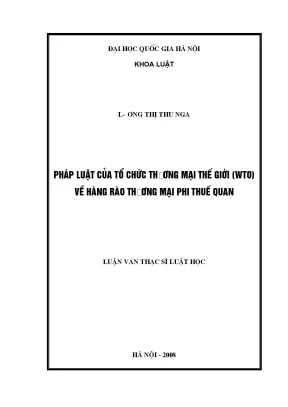 Pháp Luật WTO Về Hàng Rào Thương Mại Phi Thuế Quan