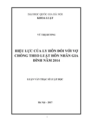 Hiệu lực của ly hôn theo Luật Hôn nhân và Gia đình 2014