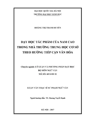 Dạy Học Tác Phẩm Nam Cao Trong Trường Trung Học Cơ Sở 