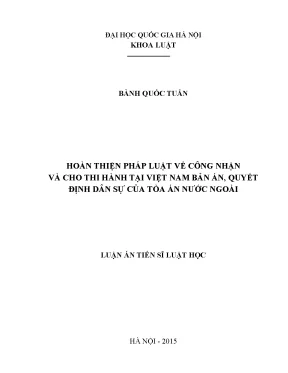 Hoàn thiện pháp luật về công nhận và thi hành bản án