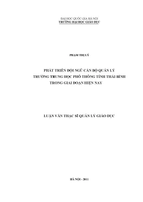 Phát Triển Đội Ngũ Cán Bộ Quản Lý Trường THPT Tỉnh Thái Bình