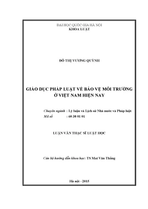 Giáo Dục Pháp Luật Về Bảo Vệ Môi Trường Tại Việt Nam: 