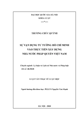 Vận Dụng Tư Tưởng Hồ Chí Minh Trong Xây Dựng Nhà Nước