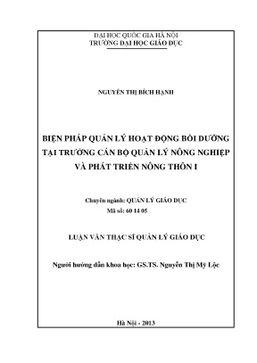 Biện Pháp Quản Lý Hoạt Động Bồi Dưỡng Tại Trường Cán Bộ