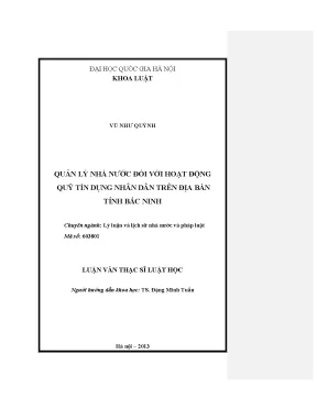 Quản Lý Nhà Nước Đối Với Quỹ Tín Dụng Nhân Dân Tại Bắc Ninh