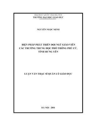 Phát Triển Đội Ngũ Giáo Viên Trường Trung Học Phổ Thông