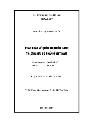 Pháp luật về quản trị ngân hàng thương mại cổ phần tại