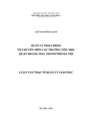 Quản Lý Hoạt Động Tổ Chuyên Môn Tiểu Học Quận Hoàng Mai