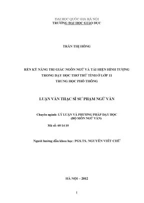 Rèn Kỹ Năng Tri Giác Ngôn Ngữ Trong Dạy Thơ Trữ Tình Lớp 11