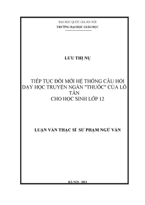 Đổi mới phương pháp dạy học truyện ngắn "Thuốc" của Lỗ