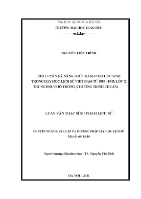 Rèn Luyện Kỹ Năng Thực Hành Trong Dạy Học Lịch Sử Việt 