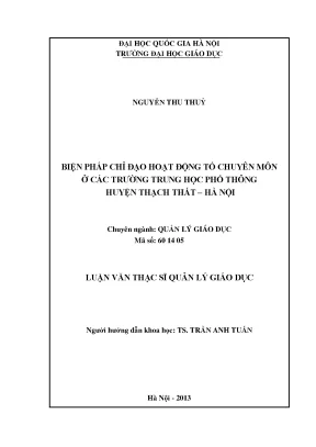 Biện Pháp Chỉ Đạo Hoạt Động Tổ Chuyên Môn Ở Trường Trung