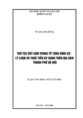 Thủ Tục Rút Gọn Trong Tố Tụng Hình Sự: Lý Luận và Thực