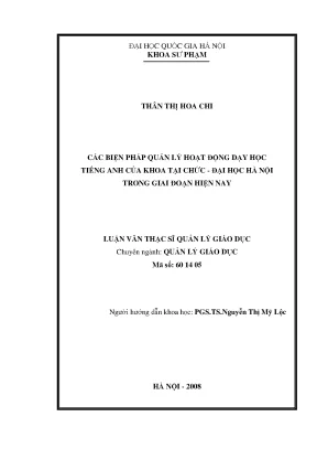 Biện Pháp Quản Lý Hoạt Động Dạy Học Tiếng Anh Tại Khoa