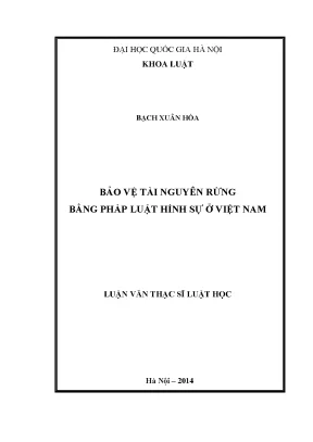 Bảo Vệ Tài Nguyên Rừng Bằng Pháp Luật Hình Sự Ở Việt Nam