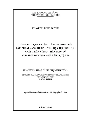 Vận Dụng Quan Điểm Tiếp Cận Đồng Bộ Trong Dạy Học Bài