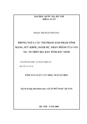 Đấu Tranh Phòng Chống Tội Phạm Xâm Phạm Tính Mạng và