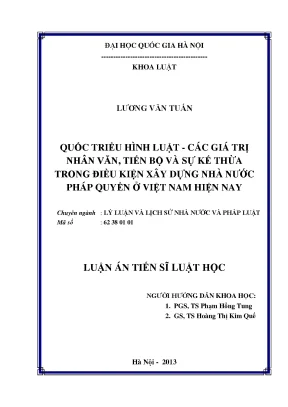 Giá trị nhân văn và sự kế thừa trong Quốc triều hình