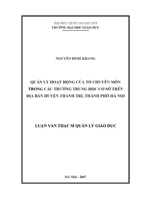 Quản Lý Hoạt Động Tổ Chuyên Môn Trong Trường Trung Học