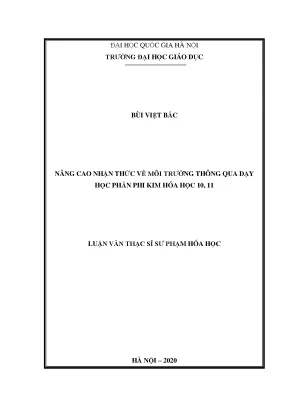 Nâng cao nhận thức về môi trường qua dạy học hóa học phi