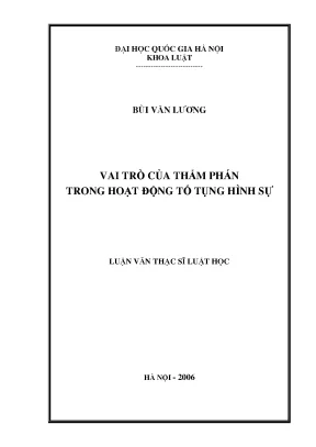Vai trò của thẩm phán trong tố tụng hình sự tại Việt Nam