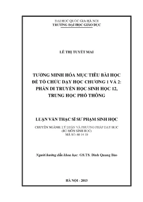 Tường Minh Hóa Mục Tiêu Dạy Học Di Truyền Học Sinh Học 12