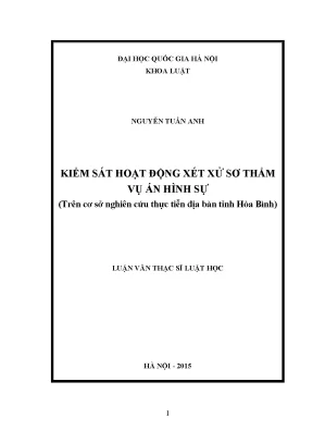 Kiểm Sát Hoạt Động Xét Xử Sơ Thẩm Vụ Án Hình Sự Tại Hòa Bình