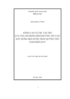 Nâng cao vai trò của Tòa án nhân dân trong xây dựng nhà