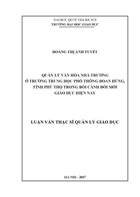 Quản Lý Văn Hóa Nhà Trường Tại Trường THPT Đoan Hùng,
