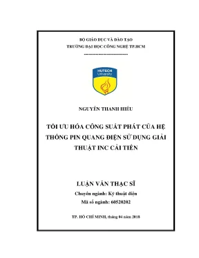 Tối ưu hóa công suất hệ thống pin quang điện với giải