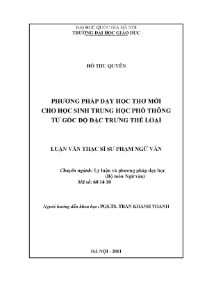 Phương Pháp Dạy Thơ Mới Cho Học Sinh Trung Học Phổ Thông