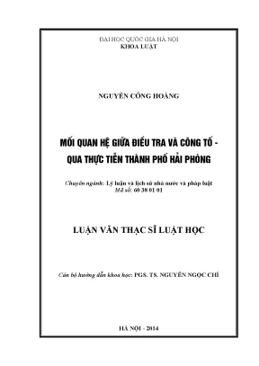 Mối Quan Hệ Giữa Điều Tra và Công Tố Tại Hải Phòng: Thực