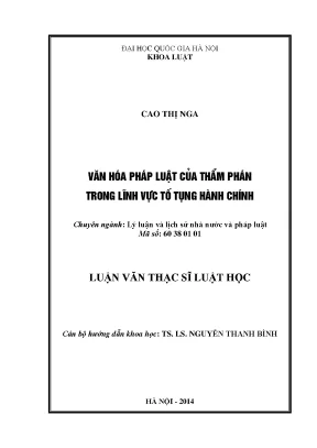 Văn Hóa Pháp Luật Của Thẩm Phán Trong Tố Tụng Hành Chính