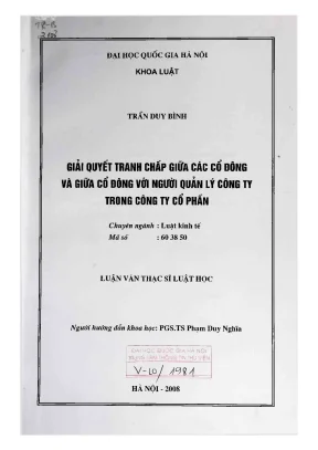 Giải Quyết Tranh Chấp Giữa Cổ Đông và Người Quản Lý
