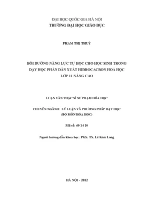 Bồi Dưỡng Năng Lực Tự Học Cho Học Sinh Lớp 11 Trong Dạy