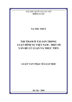Tội Tham Ô Tài Sản Trong Luật Hình Sự Việt Nam: Vấn Đề