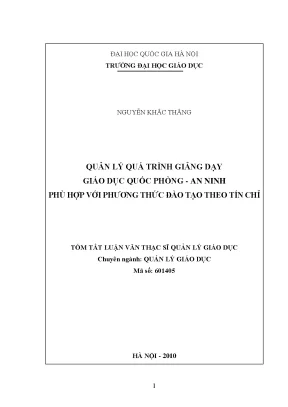 Quản Lý Giảng Dạy Giáo Dục Quốc Phòng An Ninh Theo