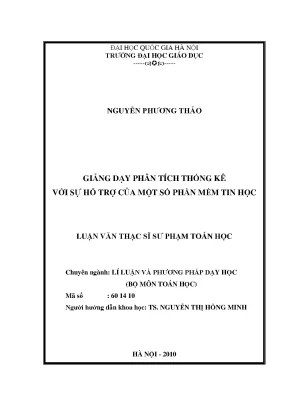 Giảng Dạy Phân Tích Thống Kê Với Phần Mềm Tin Học Tại