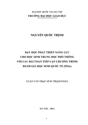 Dạy Học Phát Triển Năng Lực Cho Học Sinh Trung Học Qua