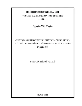 Nghiên cứu và ứng dụng màng mỏng nano ZnO pha tạp