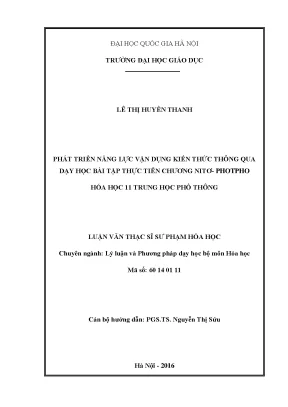 Phát Triển Năng Lực Vận Dụng Kiến Thức Hóa Học Qua Bài
