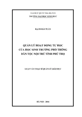 Quản lý hoạt động tự học của học sinh trường phổ thông