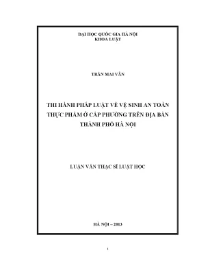 Nghiên cứu thi hành pháp luật về an toàn thực phẩm tại