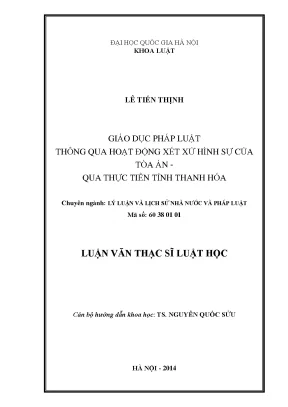 Giáo Dục Pháp Luật Qua Hoạt Động Xét Xử Hình Sự Tại Tỉnh