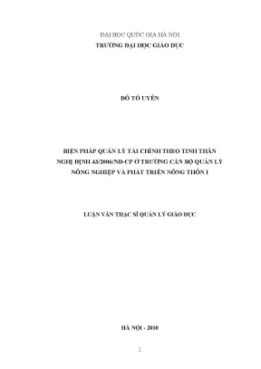 Biện Pháp Quản Lý Tài Chính Theo Nghị Định 43/2006/NĐ-CP