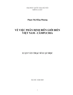 Phân định biên giới biển Việt Nam - Campuchia: Luận văn 