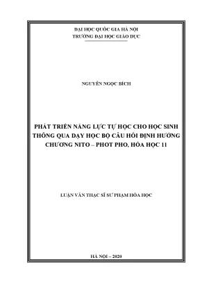 Phát Triển Năng Lực Tự Học Cho Học Sinh Qua Dạy Học Hóa