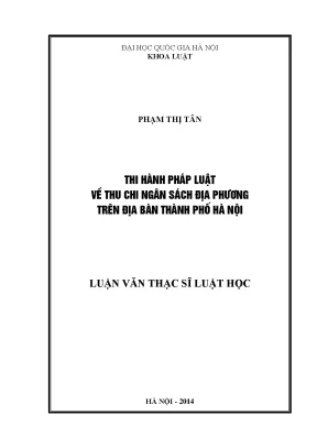 Nghiên cứu thi hành pháp luật về thu chi ngân sách địa