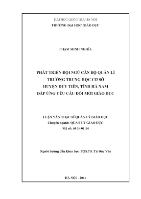 Phát Triển Đội Ngũ Cán Bộ Quản Lý Trường Trung Học Cơ Sở