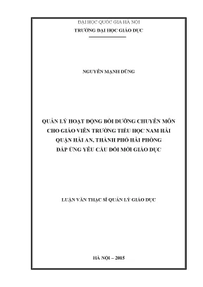 Quản lý bồi dưỡng chuyên môn cho giáo viên tiểu học tại